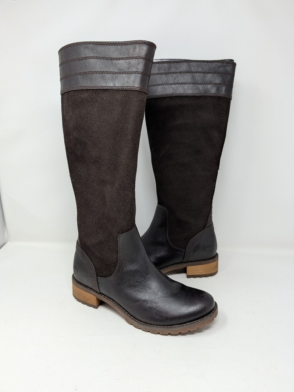 Women's  Timberland Bethel Tall Leather & Suede Riding Boots Dark Brown, Size 6